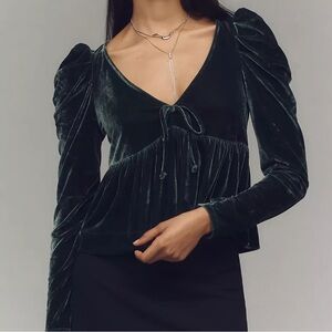 Green Maeve Velvet BabyDoll Top